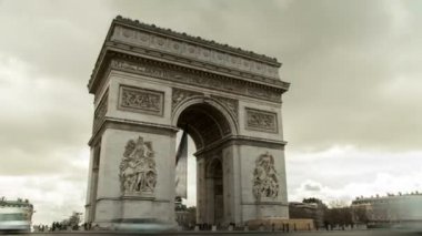 Paris, Fransa: Arc De Triomphe yakınlaştırma timelapse
