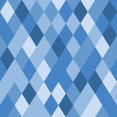 Mavi rombik mozaik arka plan. Kusursuz geometrik desen. Mavi eşkenar dörtgen. Kristal doku. Vektör illüstrasyonu EPS10.
