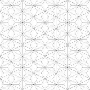 Siyah ve beyaz mozaik arka plan. Kusursuz geometrik desen. Vektör illüstrasyonu EPS10. Tekrarlayan üçgenlerden ve yıldızlardan yapılmış şık bir şablon. Kristal doku. Izgara.