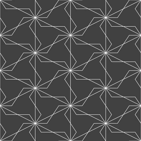 Siyah ve beyaz mozaik arka plan. Kusursuz geometrik desen. Vektör illüstrasyonu EPS10. Tekrarlayan üçgenlerden yapılmış şık bir şablon. Çiçek süsü, desen. Örgü çizgileri.