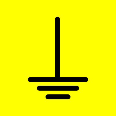 Yer ikonu, imzala. Sarı arka planda izole edilmiş elektrik sembolü. ESD, EPA. Ortak noktamız. Elektrostatik korumalı bölge. Vektör İllüstrasyonu. EPS10.