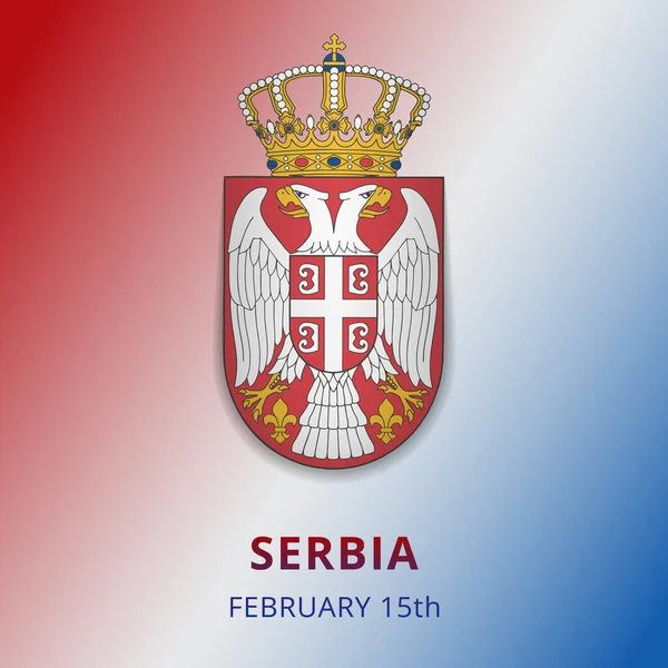 Sırbistan 'ın bağımsızlık günü afişi kutlu olsun. Sırbistan amblemi. 15 Şubat 'ta. Sırp çifte kartalı. Vektör illüstrasyonu. Grafik tasarım şablonu. EPS10.