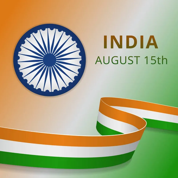 Gelukkige India onafhankelijkheidsdag poster. Blauwe Ashoka wiel. Chakra. 15 augustus. Vector illustratie. Indiaas symbool. EPS10. — Stockvector