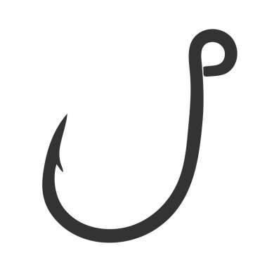 Siyah olta ikonu, beyaz arka planda izole edilmiş. Vektör İllüstrasyonu