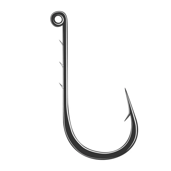 Black Fishing Hook Icon Flat Isolated White Background Vector Illustration — Stock Vector