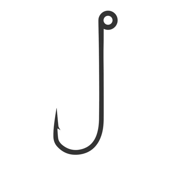 Black Fishing Hook Icon Flat Isolated White Background Vector Illustration — Stock Vector