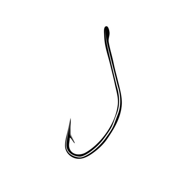 Black Fishing Hook Icon Flat Isolated White Background Vector Illustration — Stock Vector