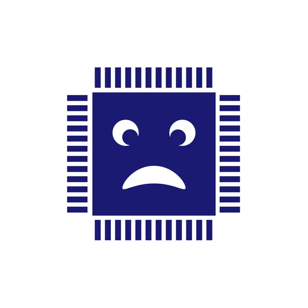 Bütünleşik devre simgesi beyaz arkaplanda izole edildi. Cips eksikliği, eksikliği. Yarı iletken imalat. İşlemci, mikroçip. Üzücü bir gülümseme. Vektör İllüstrasyonu
