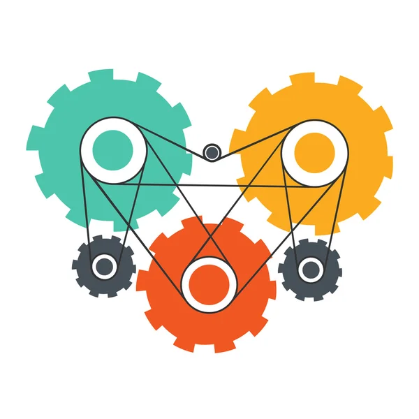 Concepto de funcionamiento del motor corazón — Vector de stock