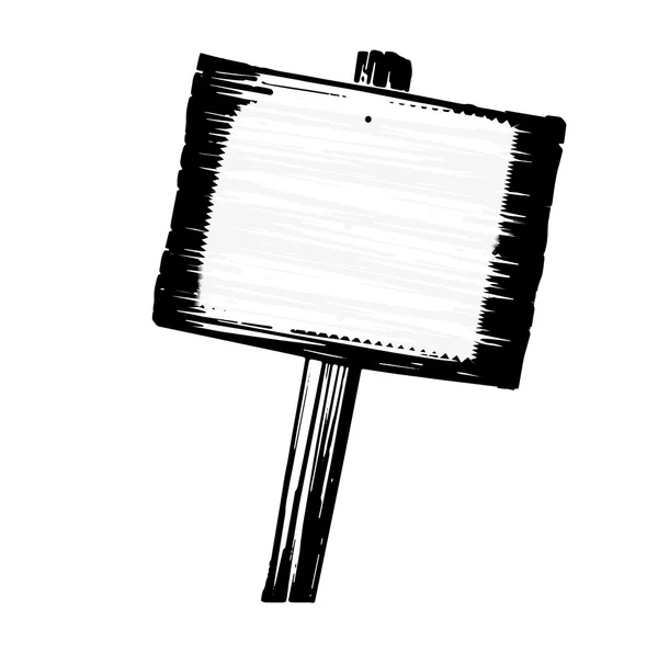 Boş ahşap işareti siyah ve beyaz renk — Stok Vektör