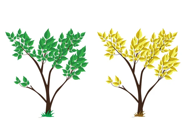 Vert arbre et jaune ensemble — Image vectorielle