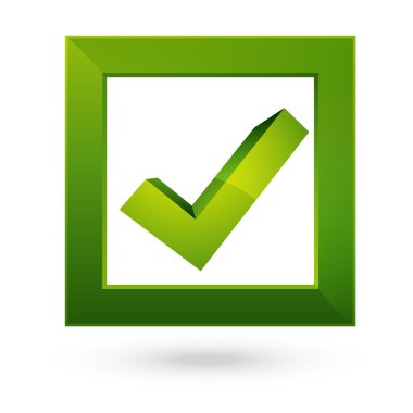 Check or right icon in squeare box geen light