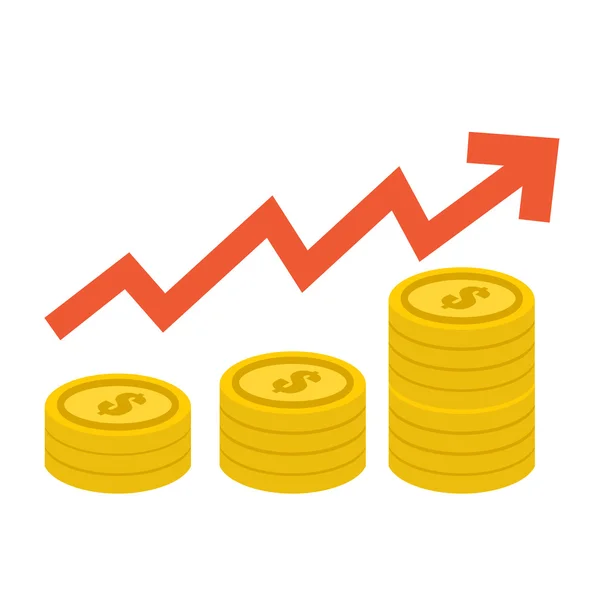 Münze und Pfeil machen Geld Konzept Business Chart — Stockvektor