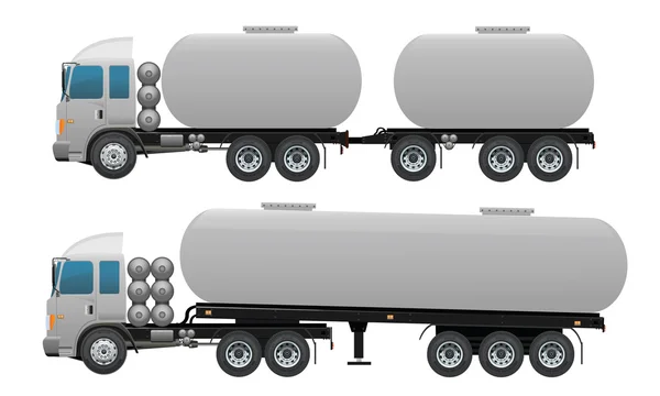 Camión de aceite en blanco remolque de dos camiones remolque de veinte ruedas — Vector de stock