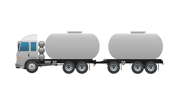 Lege olie trailer vrachtwagen twee vrachtwagen twintig wiel trailer — Stockvector