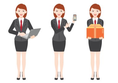 Asya güzel iş kadın mevcut göstermek ve teslim ürün