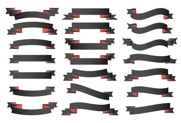 黒と赤のリボン テンプレート — ストックベクタ