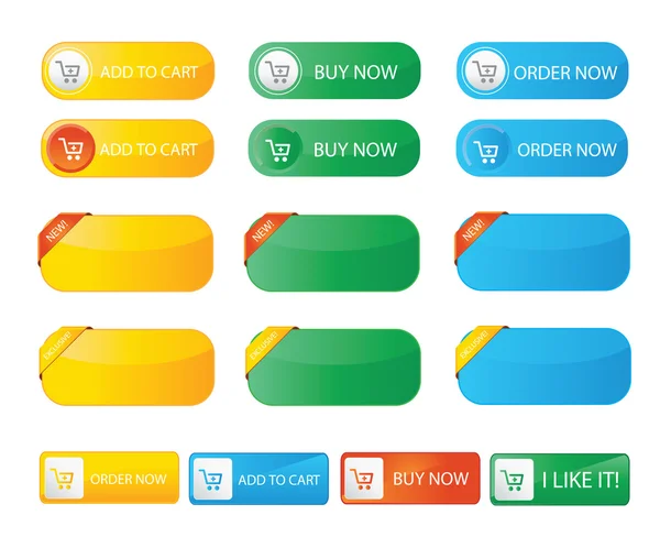 Cor fresca comprar agora bottons web — Vetor de Stock