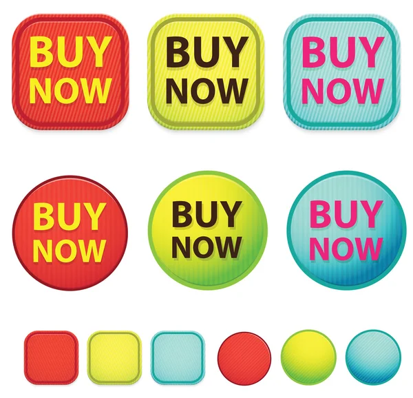 Square and cycle buy now buttons website element — Stock Vector