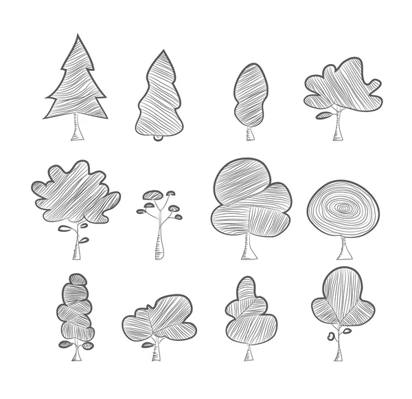 Ensemble de design vectoriel arbres — Image vectorielle