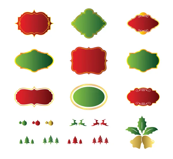 Étiquettes de Noël vierges et design d'éléments — Image vectorielle