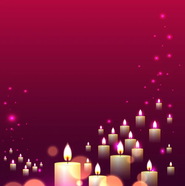 Linha de luz da vela cair sobre fundo rosa — Vetor de Stock