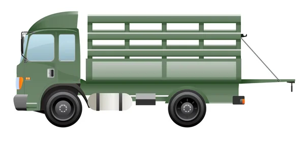 Verde scuro camion fattoria aperta porta nera — Vettoriale Stock