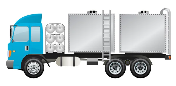 Camião de água com tunk cúbico de água — Vetor de Stock