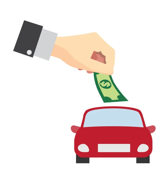 Mentés pénzt vásárlás autó fogalma — Stock Vector