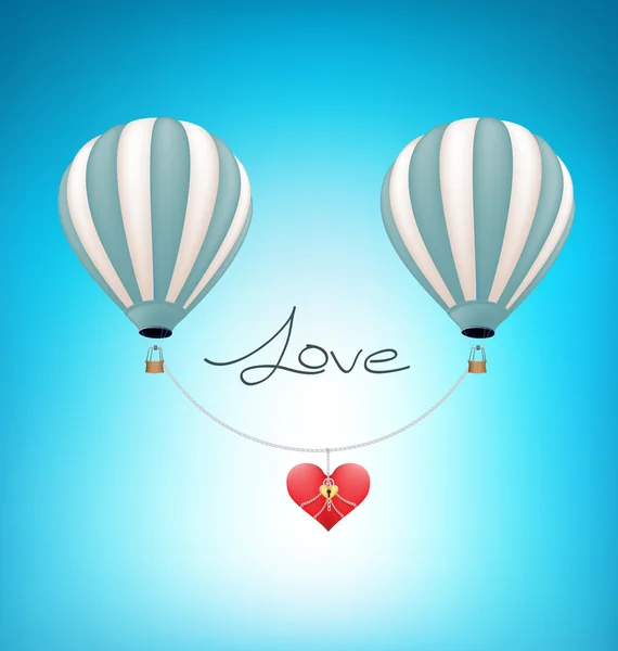 Ballonger Lift hjärta love valentine koncept — Stock vektor