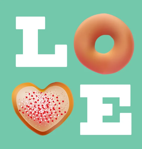 Donuts älskar alla hjärtans begreppet vektor design — Stock vektor