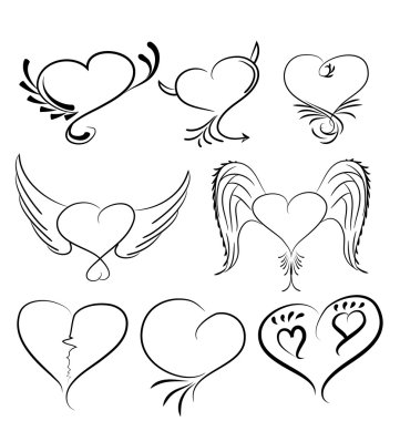 Kalpler siyah beyaz vektör tasarım öğesi el çekilmiş