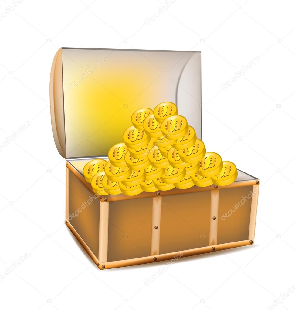 pirate a treasure chest of gold coins on a white background vect