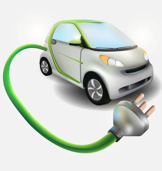 Carro eletrônico com conceito de carro ecologia plug — Vetor de Stock