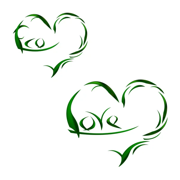 Çim kalp logolu kelime sevgi ve eko