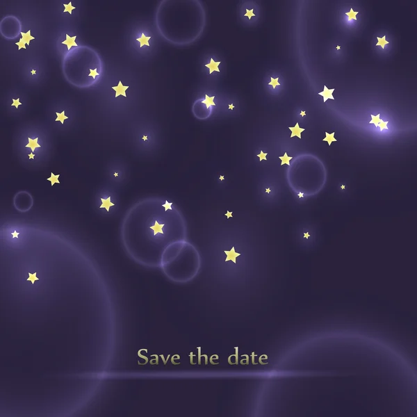 Save the date with cute stars and space pattern on the dark cosmic background Stock Vector