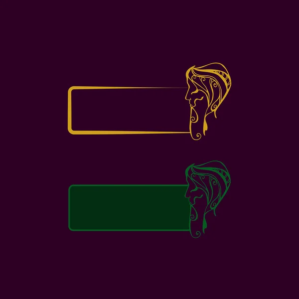 Mor zemin üzerine Doğu Sihirbazı hakkında siluet süs yeşil ve turuncu kare. 