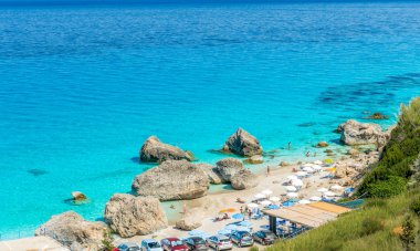 Kavalikefta Beach, Lefkada Adası, Yunanistan. 