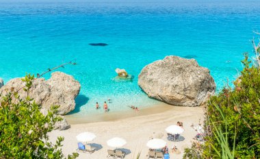 Kavalikefta Beach, Lefkada Adası, Yunanistan. 