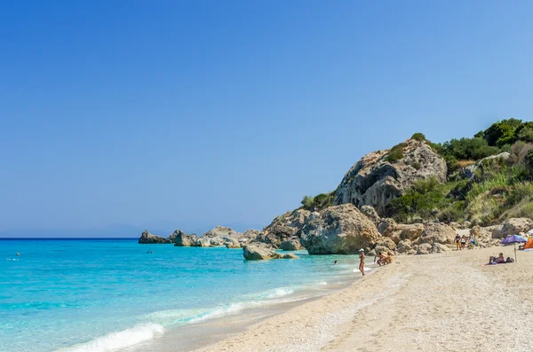 Megali Petra Beach, Lefkada ön, Levkas, Lefkas, Joniska havet, — Stockfoto