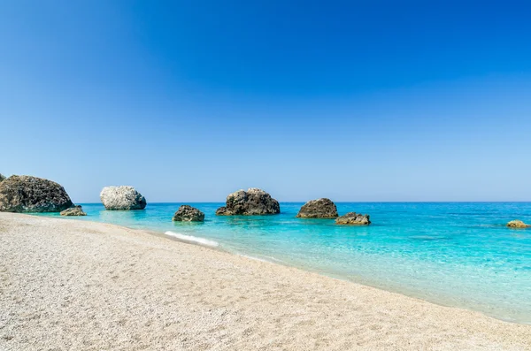 Megali Petra Beach, Isla Lefkada, Levkas, Lefkas, Mar Jónico , — Foto de Stock