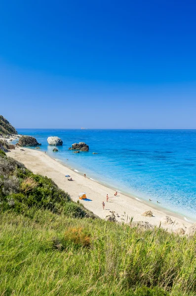 Megali Petra Beach, Lefkada Island, Levkas, Lefkas, Mar Ionio , — Foto Stock