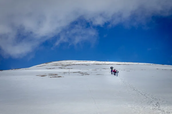 Paisaje invernal en las montañas. Grupo de excursionistas . —  Fotos de Stock