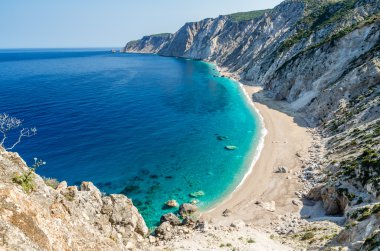 Ünlü Platia Ammos beach Kefalonia Island, Yunanistan