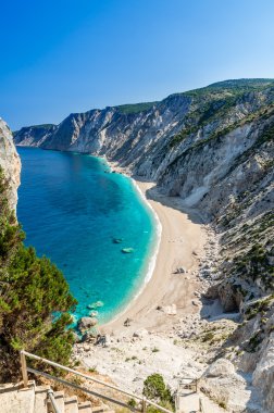 Ünlü Platia Ammos beach Kefalonia Island, Yunanistan