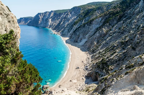 Φημισμένη Πλατειά άμμο παραλία στο νησί της Κεφαλονιάς, Ελλάδα — Φωτογραφία Αρχείου