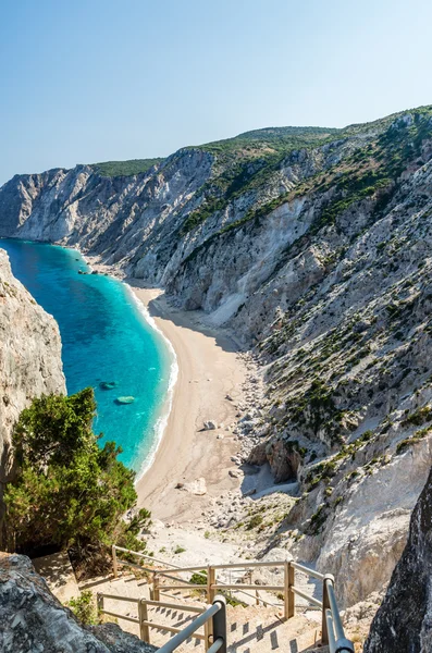 Beroemde Platia Ammos beach in Kefalonia eiland, Griekenland — Stockfoto