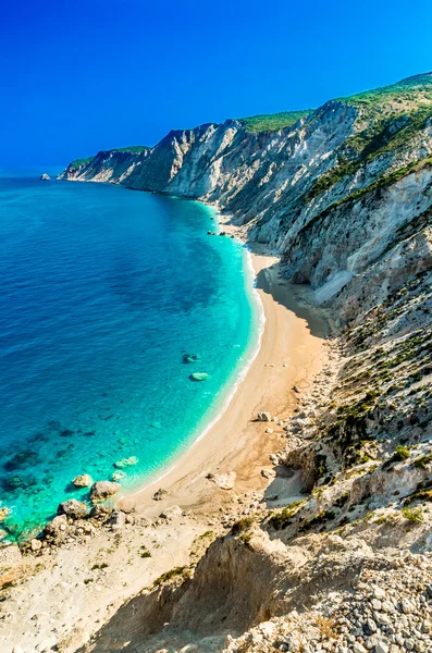 Beroemde Platia Ammos beach in Kefalonia eiland, Griekenland — Stockfoto