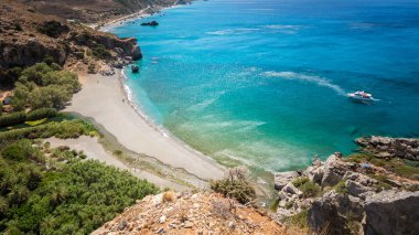 Preveli Beach Crete Island, Yunanistan. 