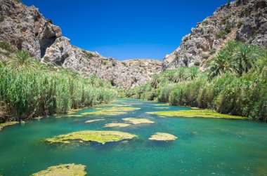 Preveli Beach Crete Island, Yunanistan. 